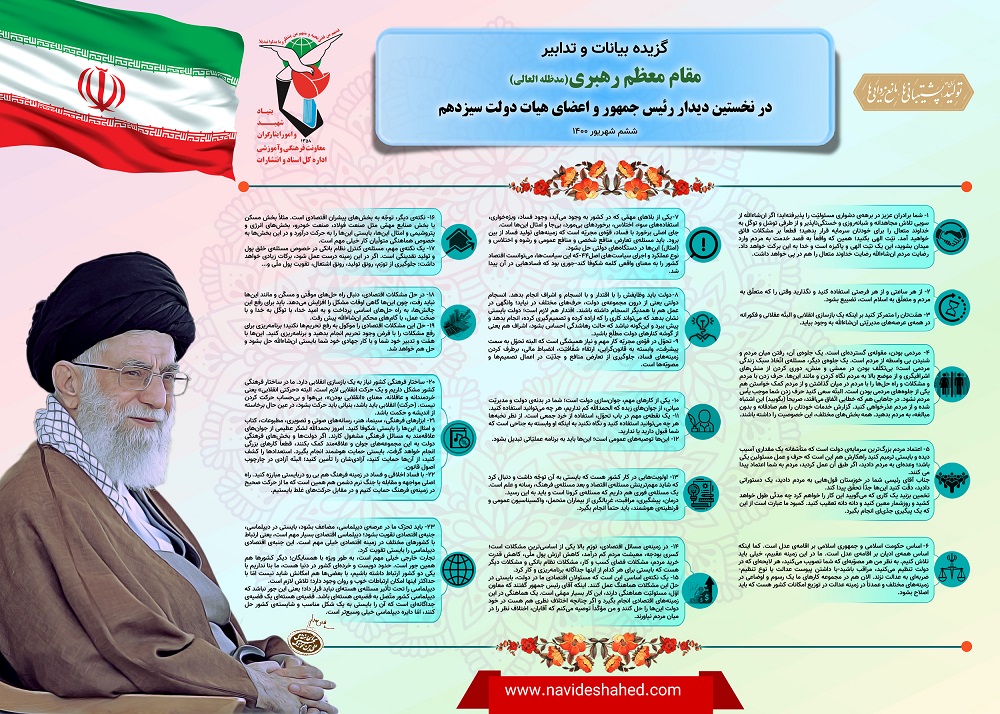 اینفوگرافیک گزیده سخنان مقام معظم رهبری با اعضای هیات دولت سیزدهم